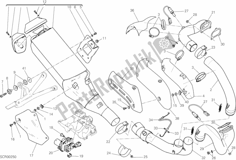 Todas as partes de Sistema De Exaustão do Ducati Monster 1200 S Brasil 2018